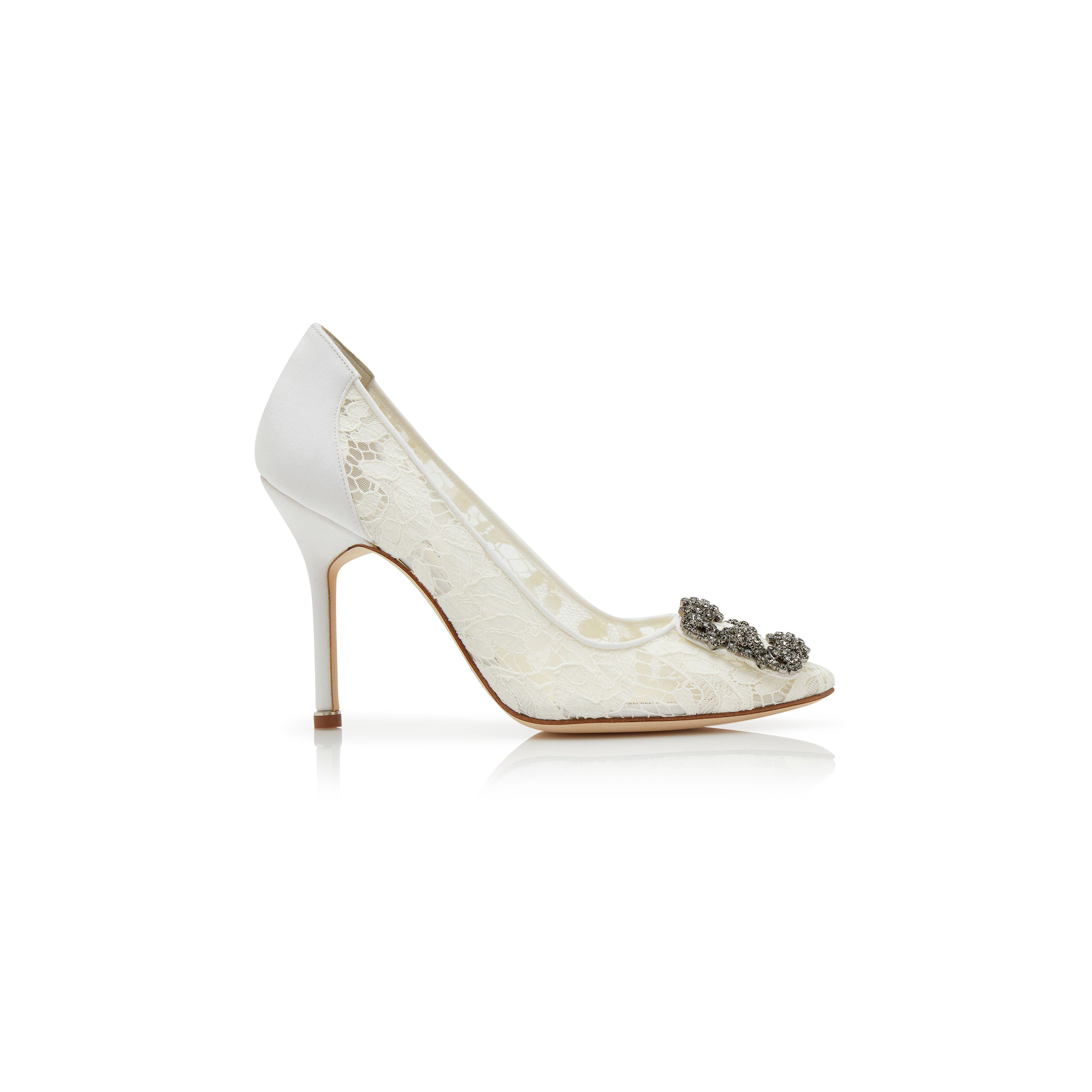 MANOLO BLAHNIK HANGISI LACE LIGHT CREAM LACE JEWEL BUCKLE PUMPS 9XX-0698-0012 MANOLO BLAHNIK HANGISI LACE LIGHT CREAM LACE JEWEL BUCKLE PUMPS 9XX-0698-0012